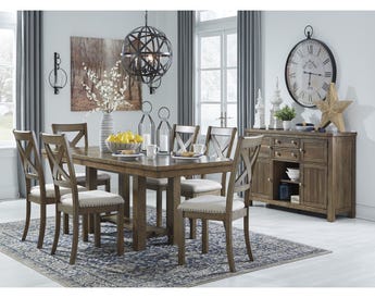 MORIVILLE DINING TABLE SET 8 CHAIRS
