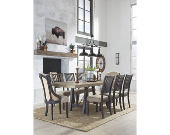 BAYLOW DINING TABLE SET EXDENTABLE 8 CHAIRS