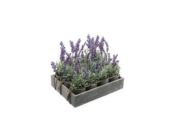 LAVENDER ARTIFICIAL POTTED FLOWER + TRAY